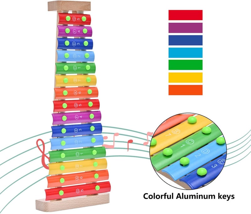 LIEKE Xylophone 15 Tones Glockenspiel Musical Instrument Toy Gift for kids Adults - Image 4